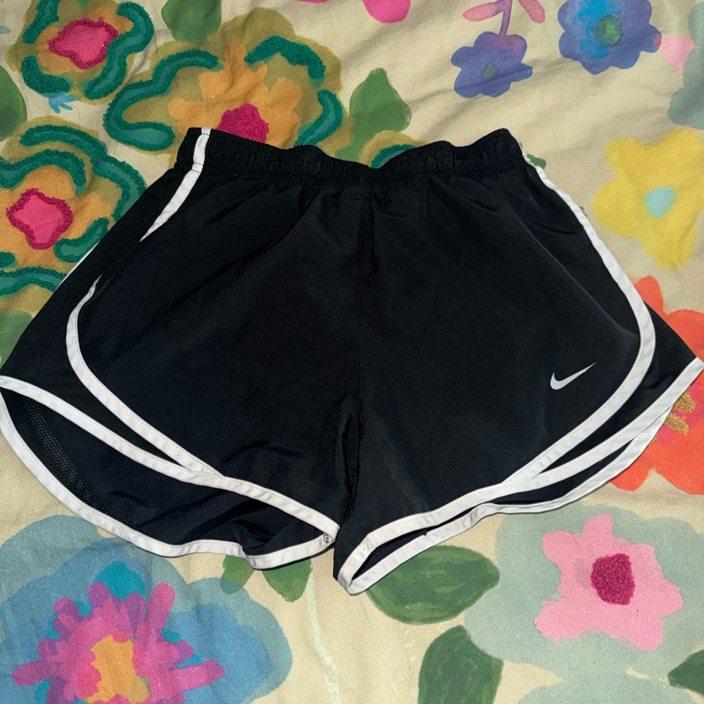 Nike Women's Black and White Athletic Shorts